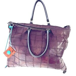 Gabs Gabrielli  Italian Leather Tote Patchwork Leather Zip Top Bag